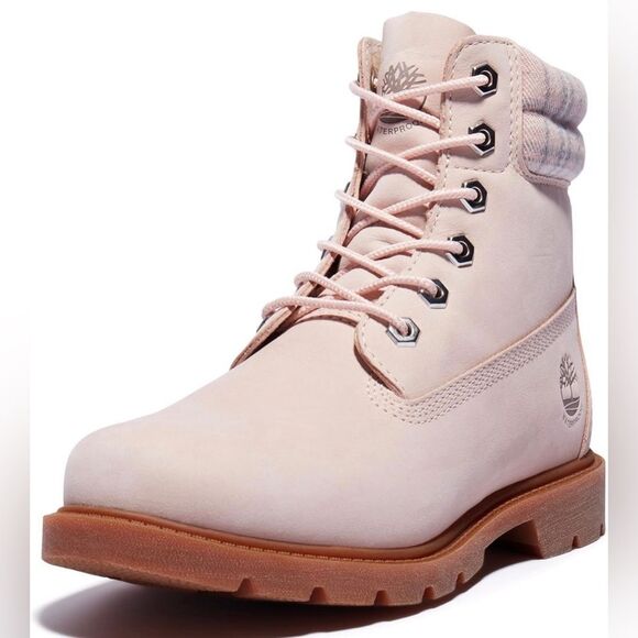 Timberland Linden Wood 6” Wp Boot Women’s Light Pink Nubuck size 8 - Picture 2 of 4